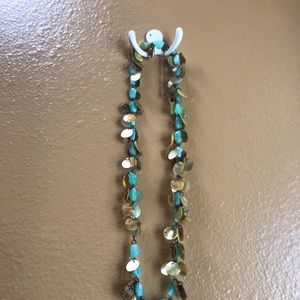 Beautiful aqua color and yellow stones necklace